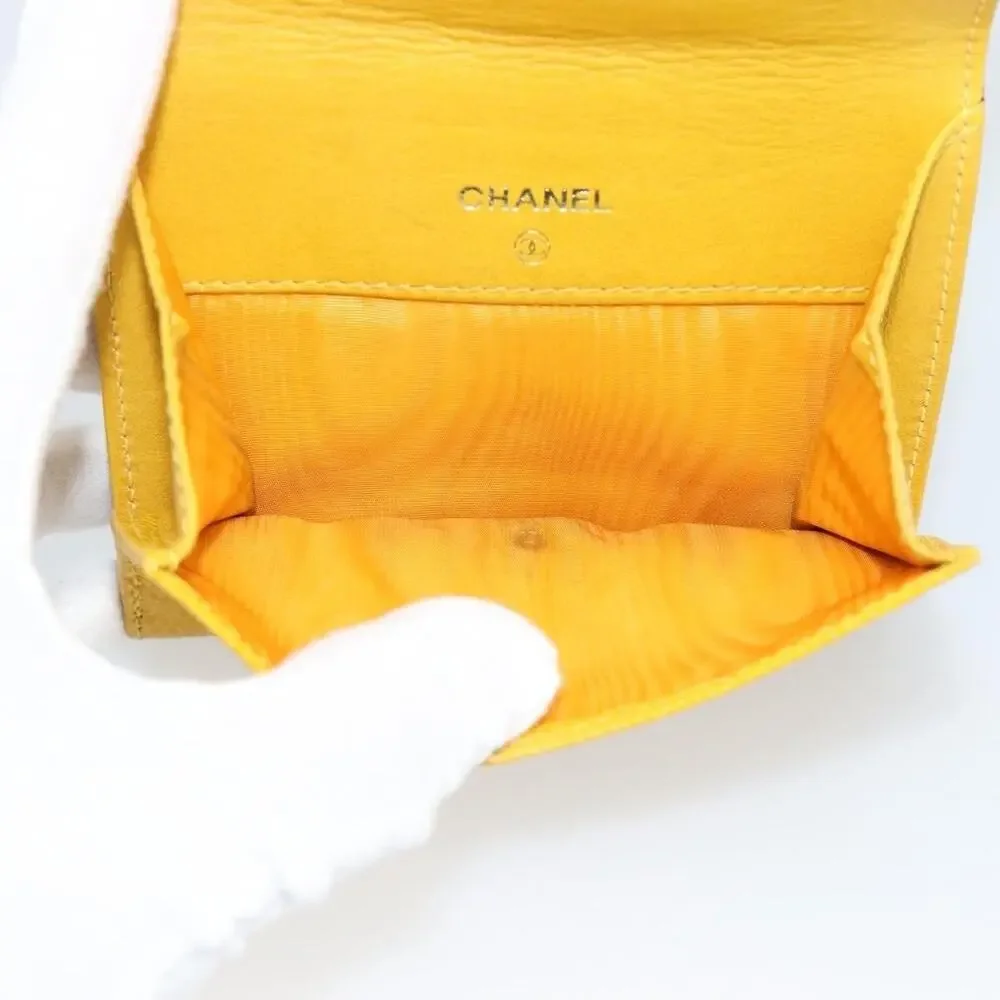 Chanel Caviar CC Logo Bifold Wallet Yellow